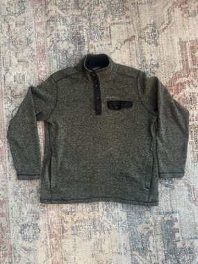 Eddie Bauer Dark Heather Gray Zip-Front Pullover Sweater